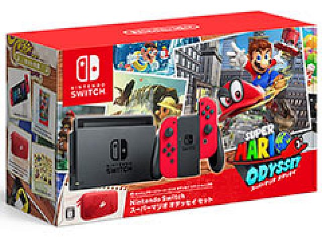 スーパーマリオ オデッセイ」とJoy-Con（レッド），キャリングケースを