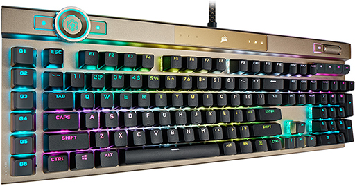 光学式キースイッチ採用のCorsair製キーボード「K100 RGB」に金色
