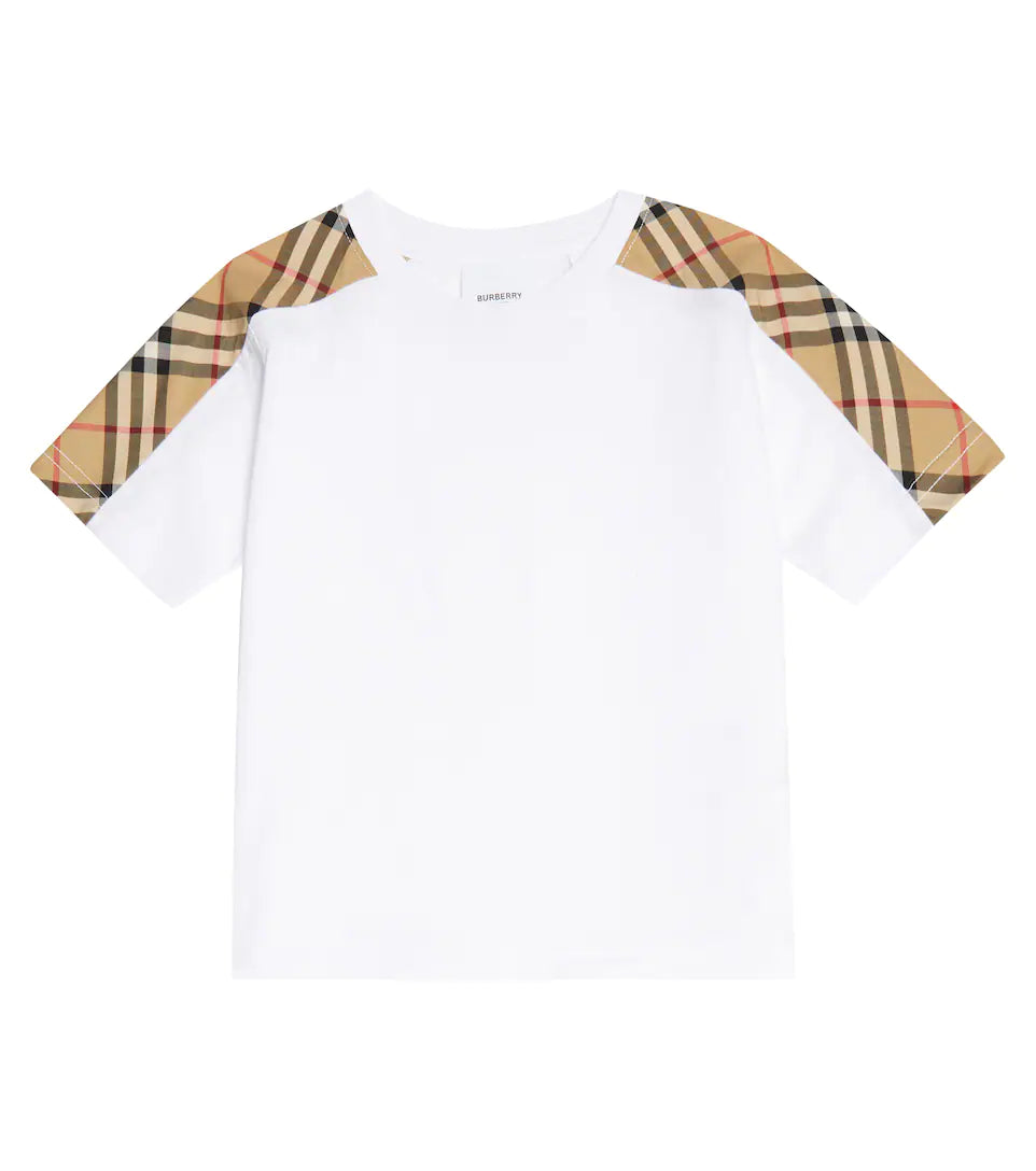 BURBERRY WHITE COTTON CHECKED T-SHIRT – 8pm Canada Store
