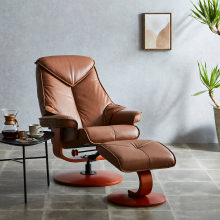高級感を堪能する 本革仕様 オットマン付きリクライニングチェア