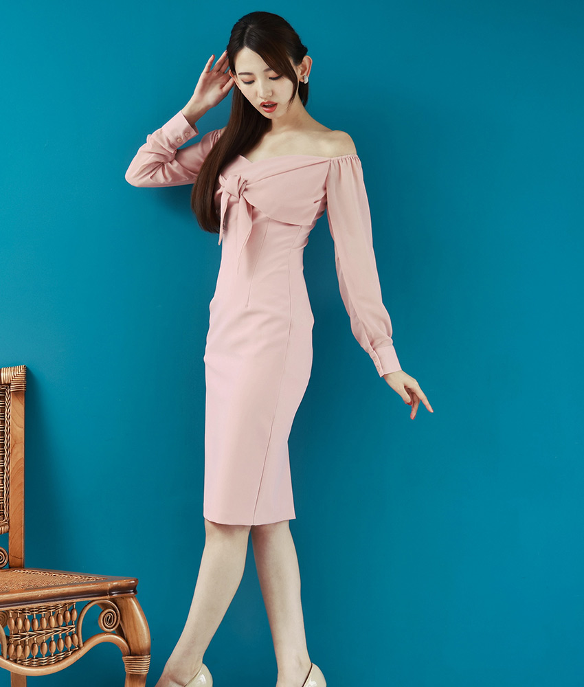 オフショルダーピンクワンピース/rinfarre - カラードレス