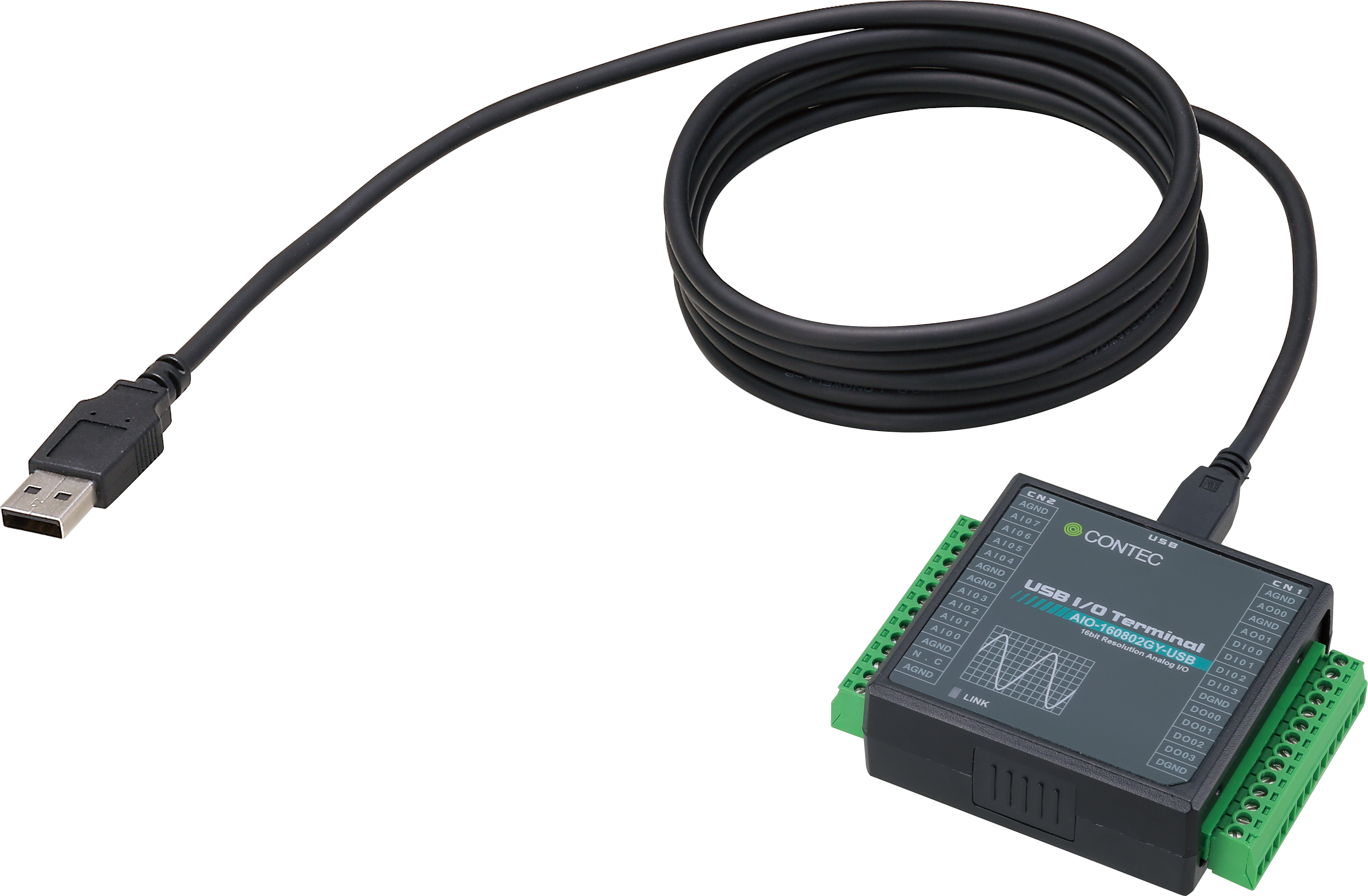 USB2.0準拠、250kHzの高速連続サンプリングに対応した高精度アナログ入