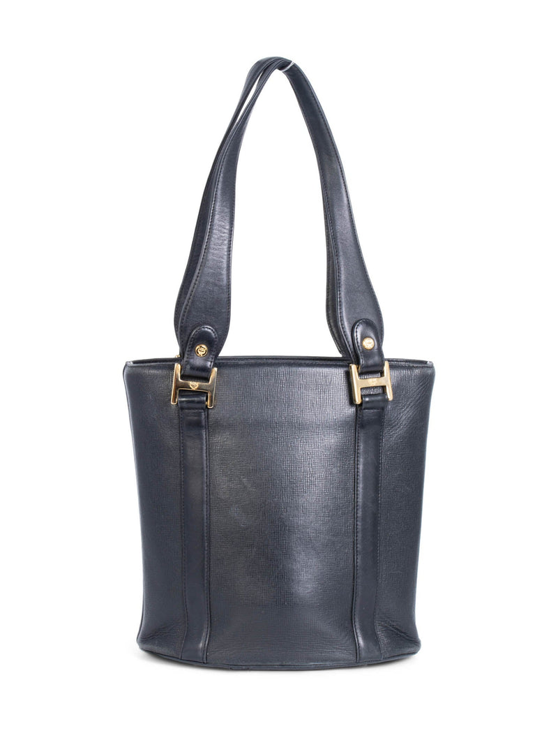 MCM Logo Saffiano Leather Bucket Bag Black