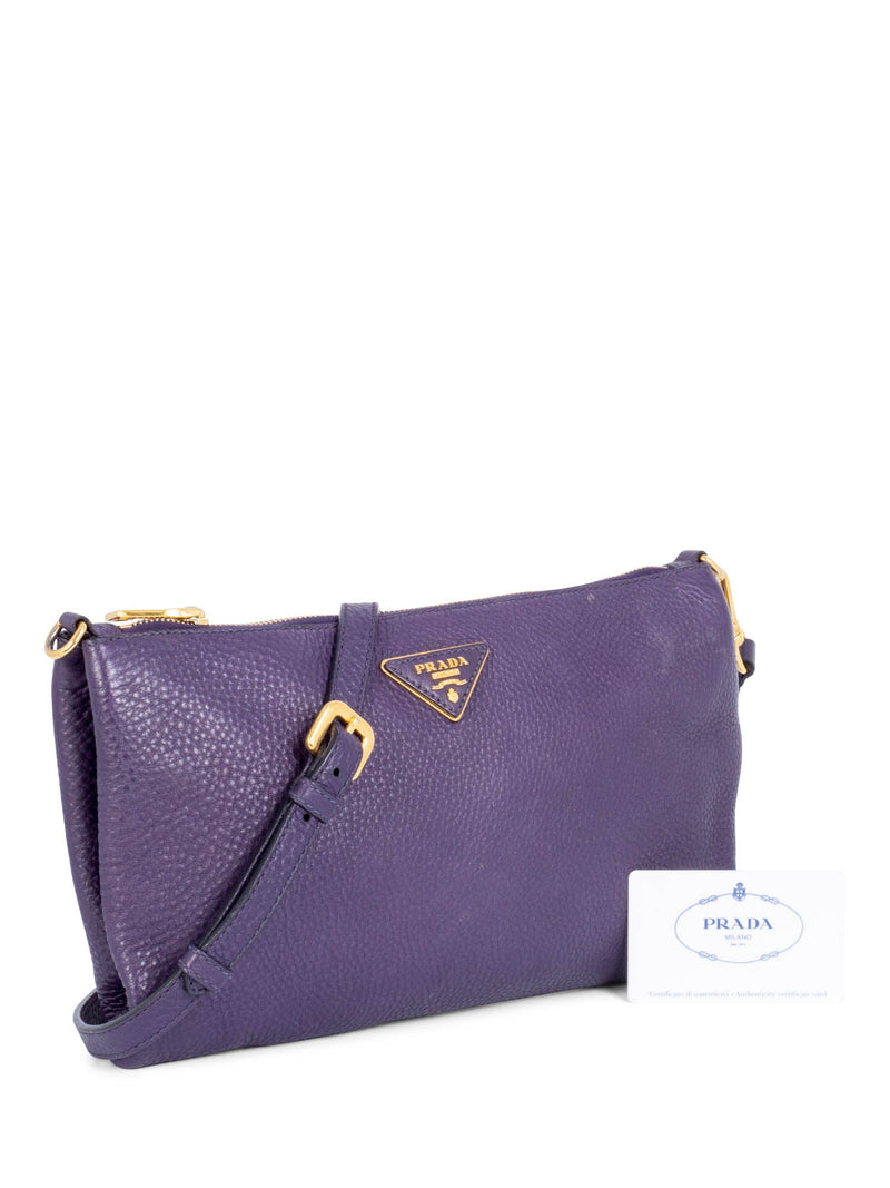 Prada Leather Messenger Bag Purple