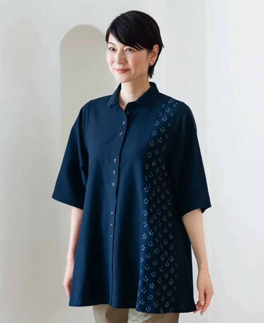 カスリラ 備後絣 長袖シャツ M〜L カスリラ 備後絣 長袖シャツ M〜L