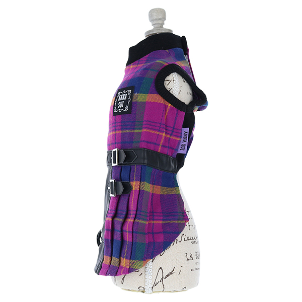 ANNA SUI（アナ スイ）チェック柄フェイクレザーワンピース | 犬服