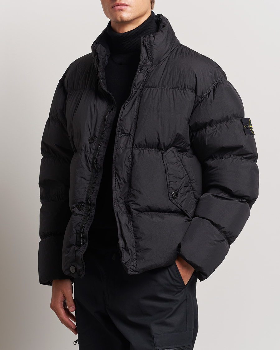 Stone Island Garment Dyed Recycled Nylon Down Jacket Black at