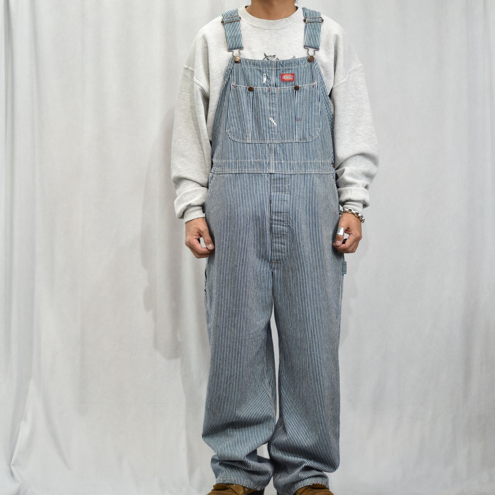 古着 90's / Dickies ディッキーズ ヒッコリー オーバーオール / 40×30