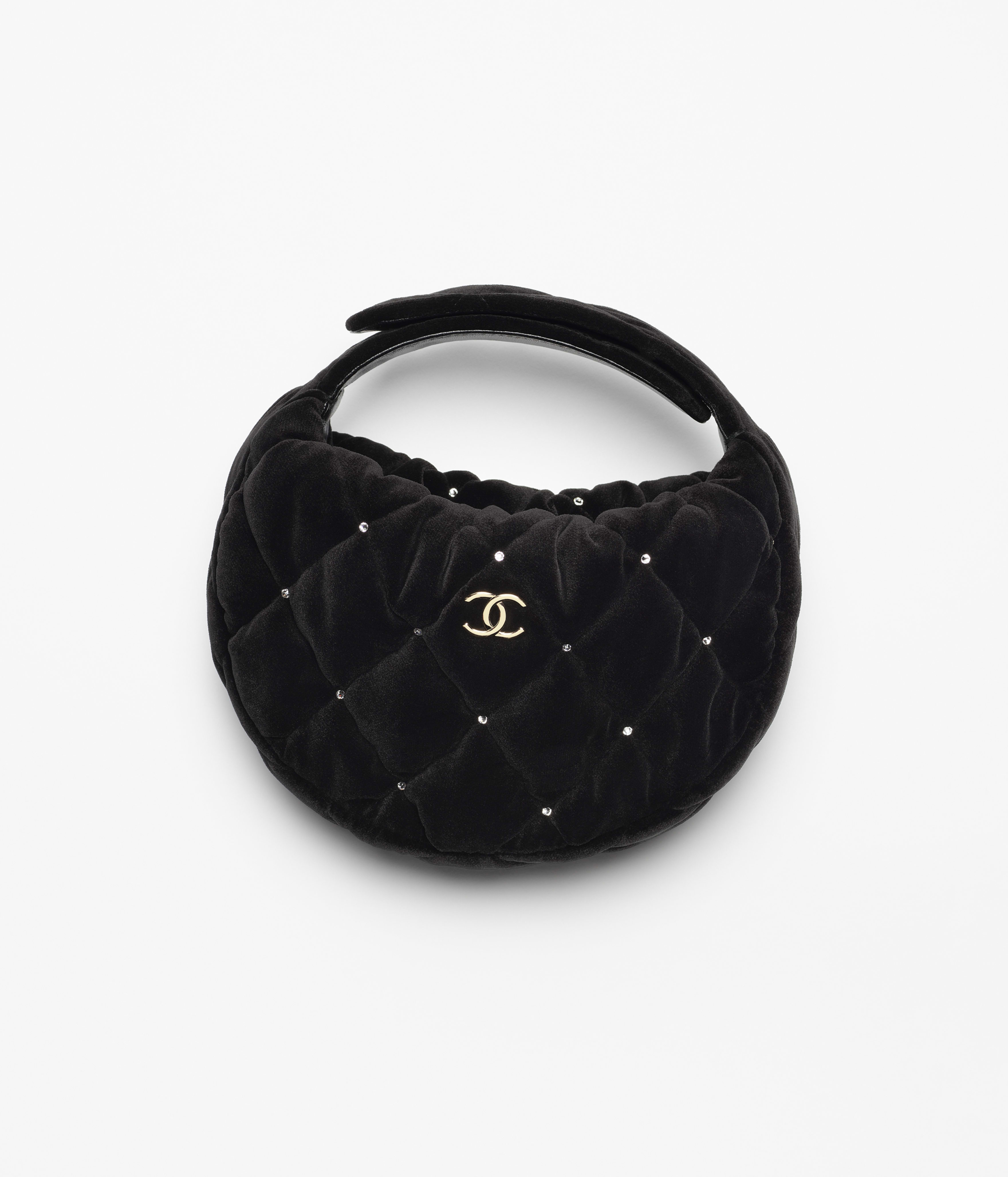 Camellia - Mixed fibers, strass & glass pearls, black — Fashion