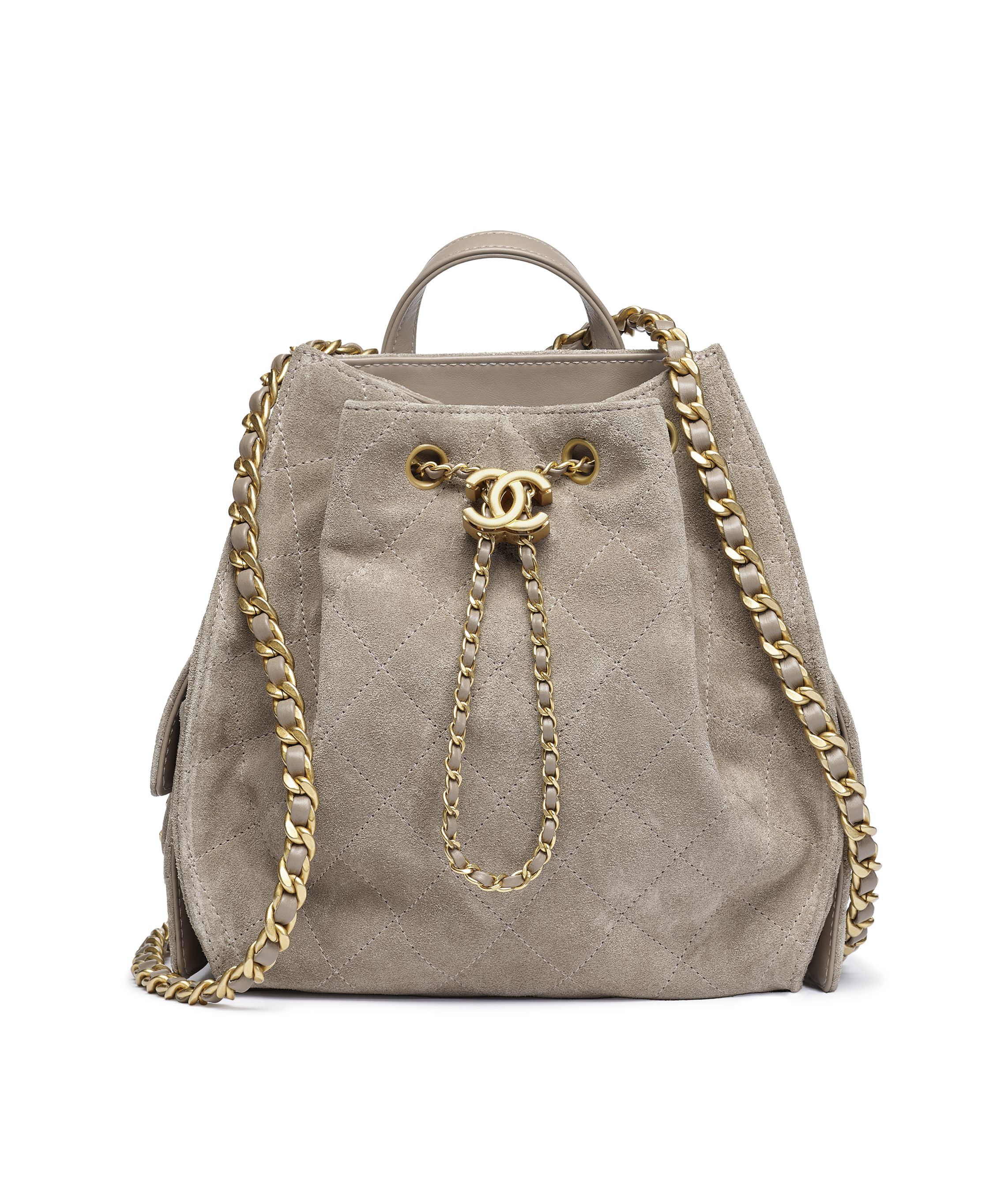 Chanel 25 スモール ハンドバッグ、スエード カーフスキン、ブラウン