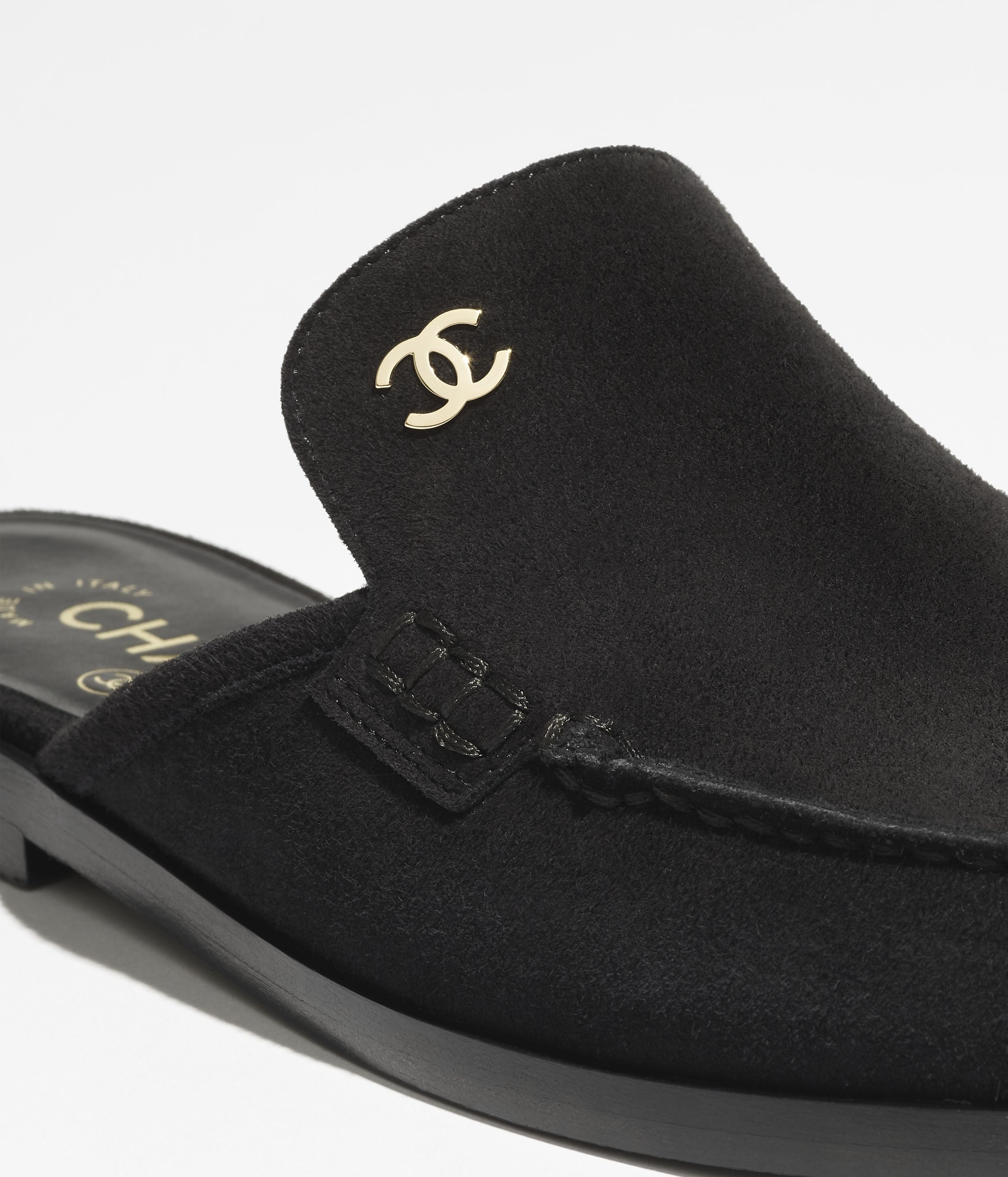 Mules - Suede calfskin, black — Fashion | CHANEL