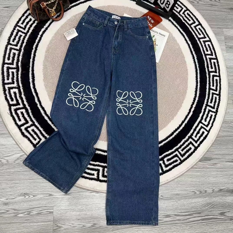LOEWEロエベアナグラム バギー ジーンズ デニムメンズレディースペアお