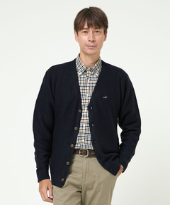 メンズ クロコダイルタータン カフス仕立て カーディガン【手洗いOK