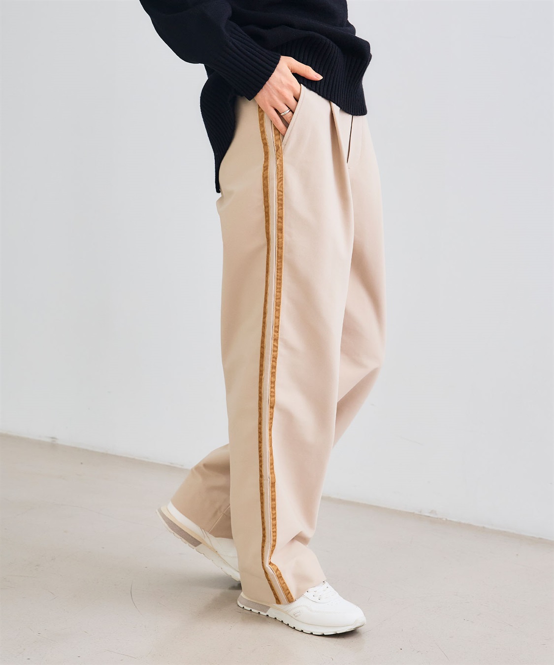 洗える》エブ楽 ジャージーベロアサイドラインパンツ CROSS FUNCTION