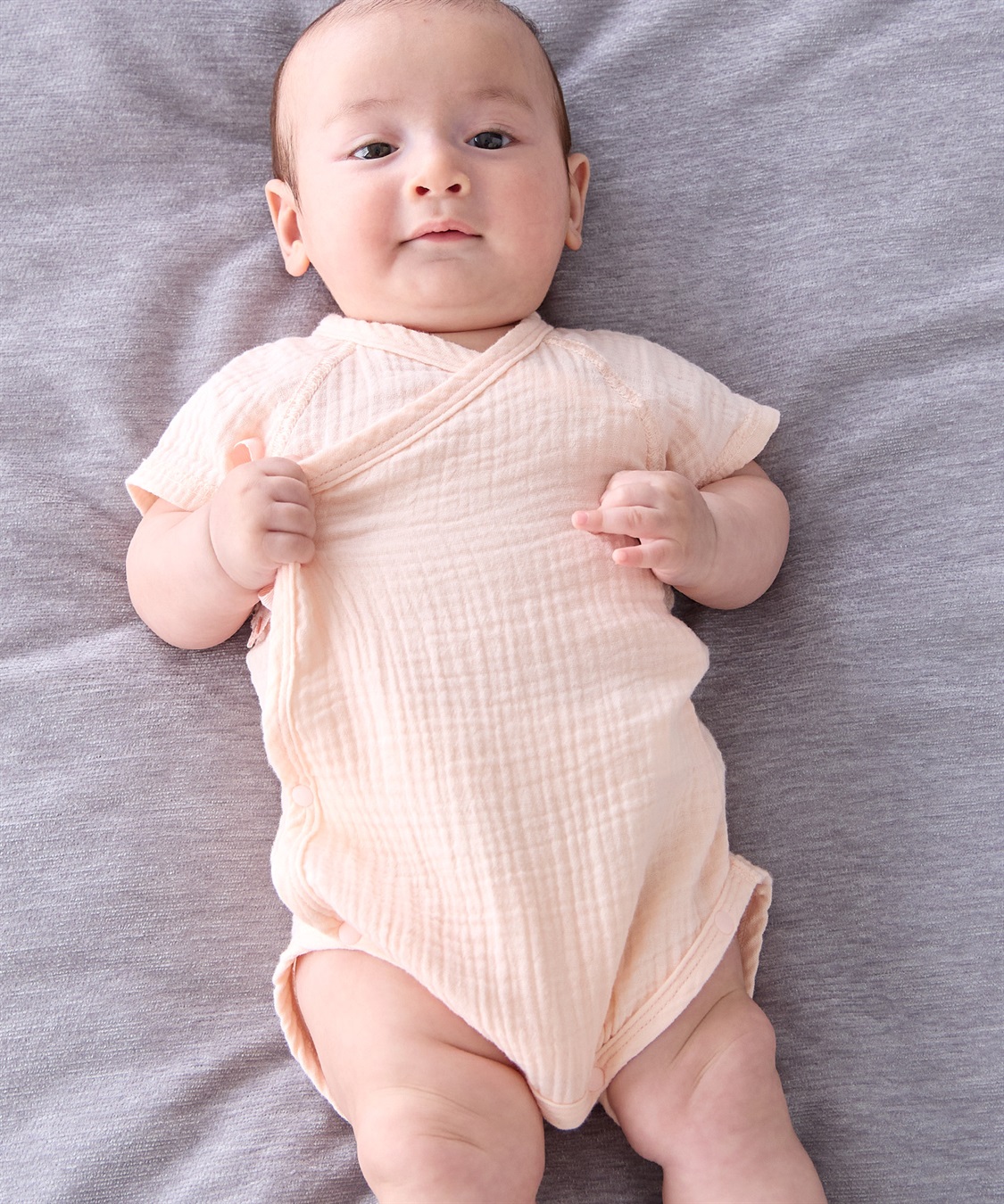 親子ペア可】綿100％ ダブルガーゼロンパース Rosemadame｜クロス