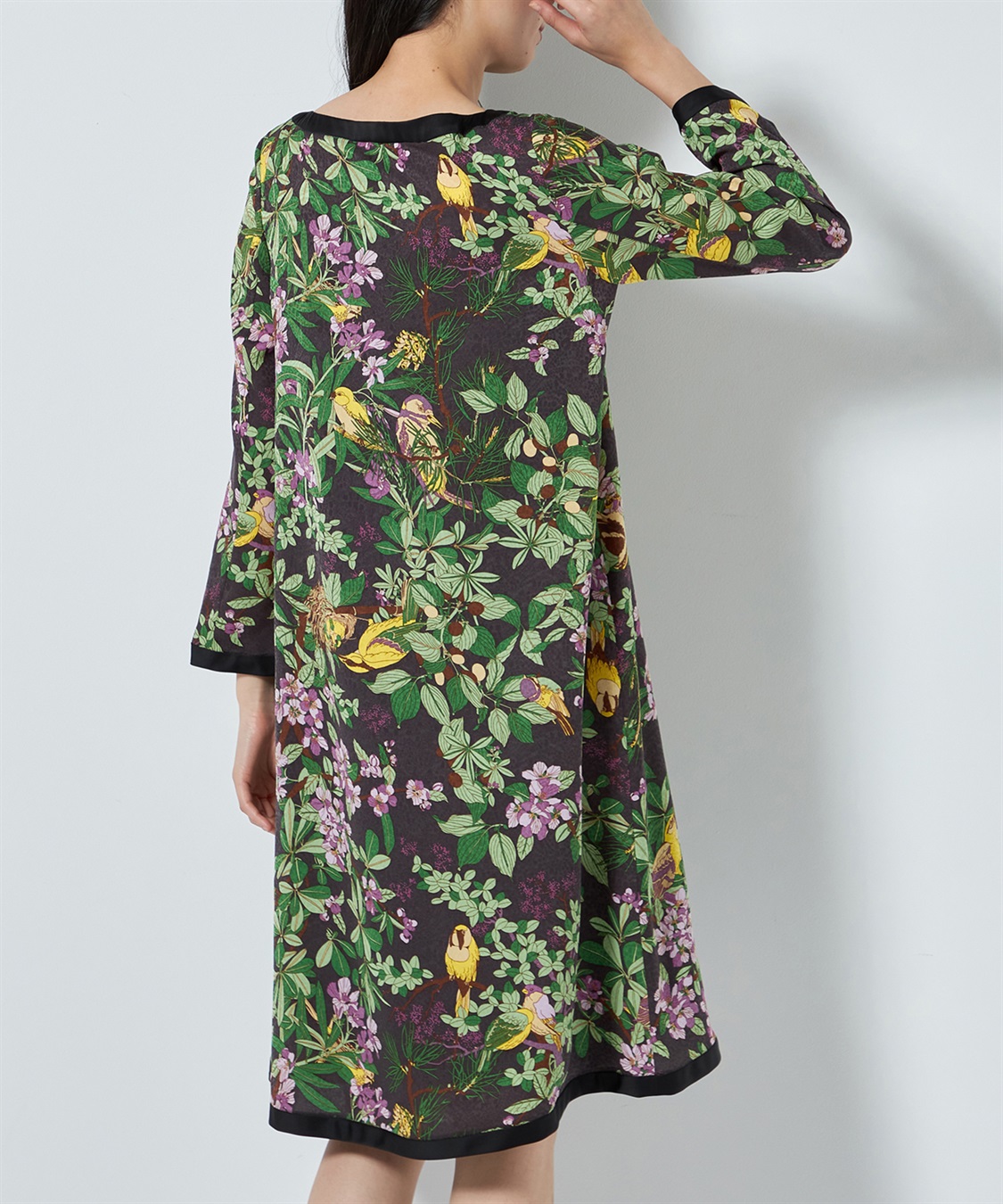 バード柄ボートネックワンピース 49AV JUNKO SHIMADA｜クロスプラス