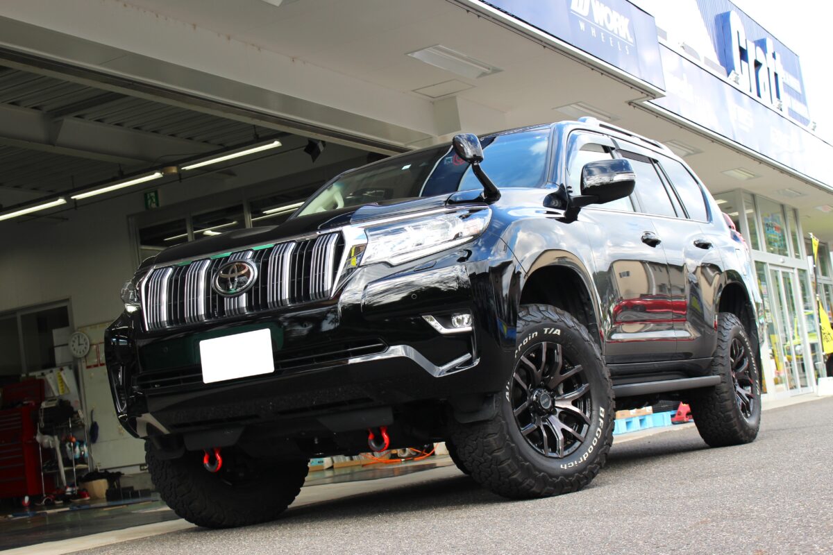 150プラドをモトレージTERRAコイルスプリングで前後水平にリフトアップ