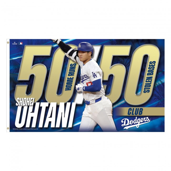 大谷翔平、史上初の“50‐50”記念グッズ発売！ 特別ロゴ入りTシャツなど