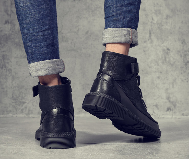 Men'shigh-topVelcro Martin boots メンズ ハイカットレザーベルクロ