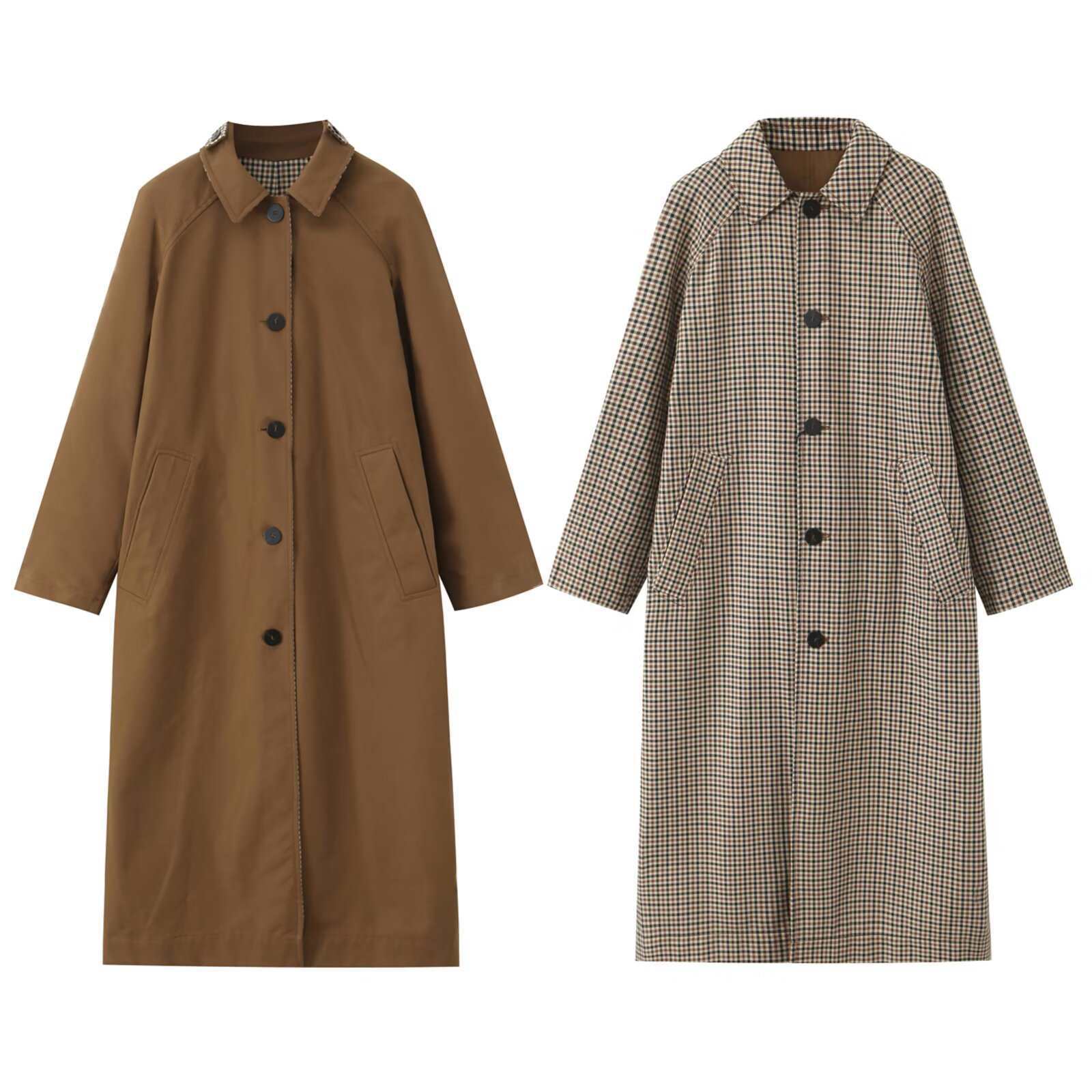 Gun club check reversible long lapel style long coat ガンクラブ