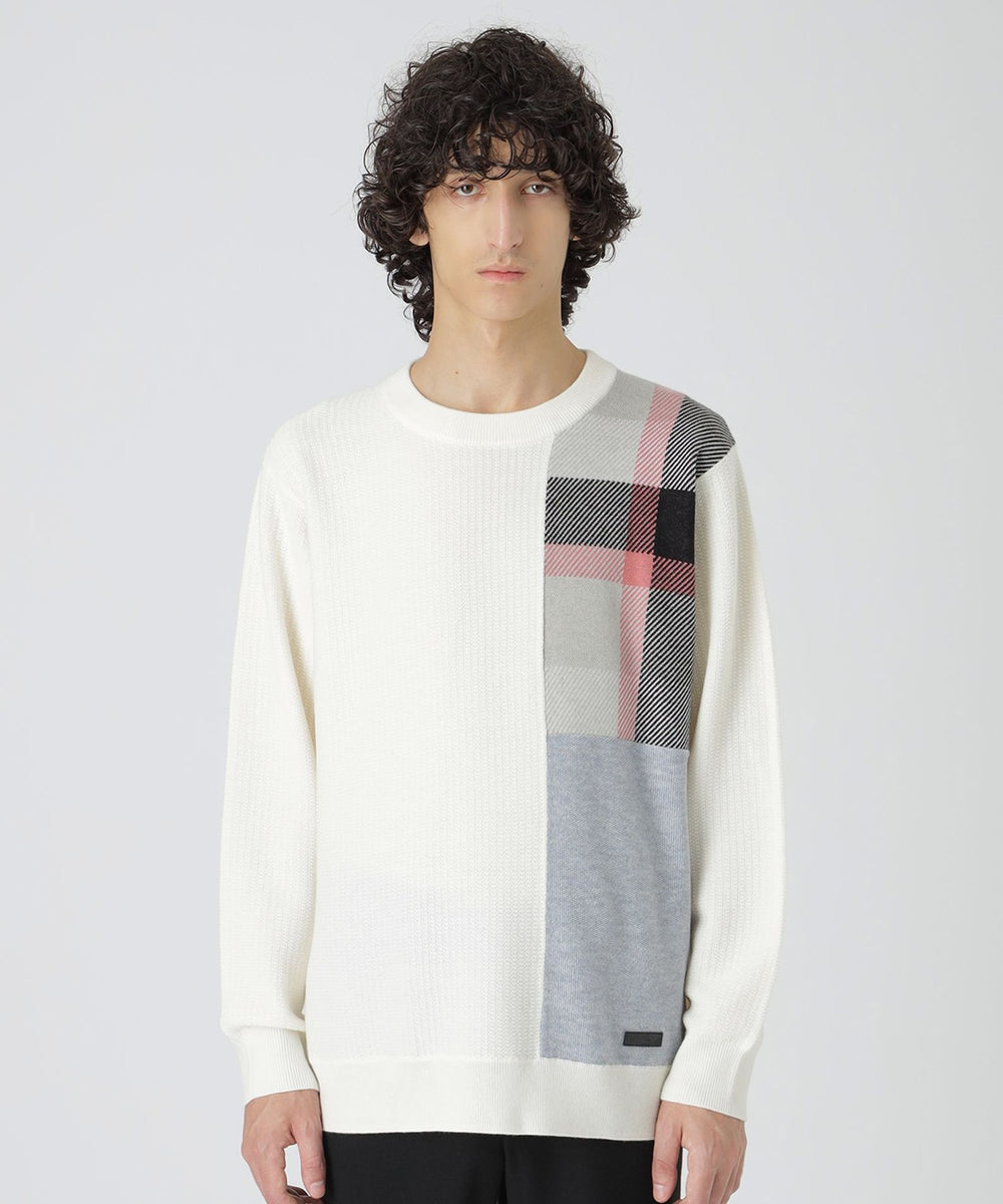 一部店舗限定】パッチワーククレストブリッジチェックニット（ニット