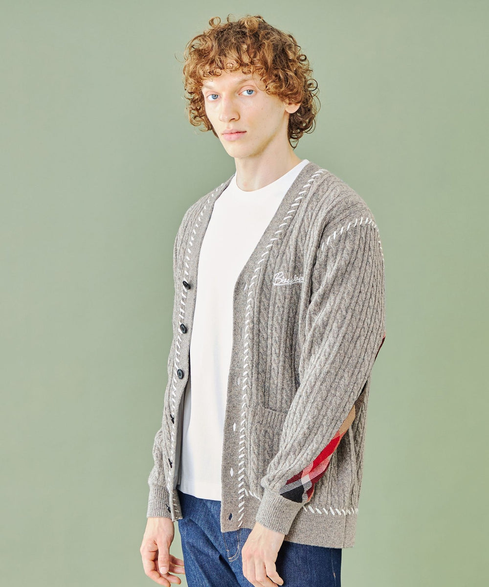 WEB・一部店舗限定】パーシャルチェックケーブルカーディガン（WEB限定