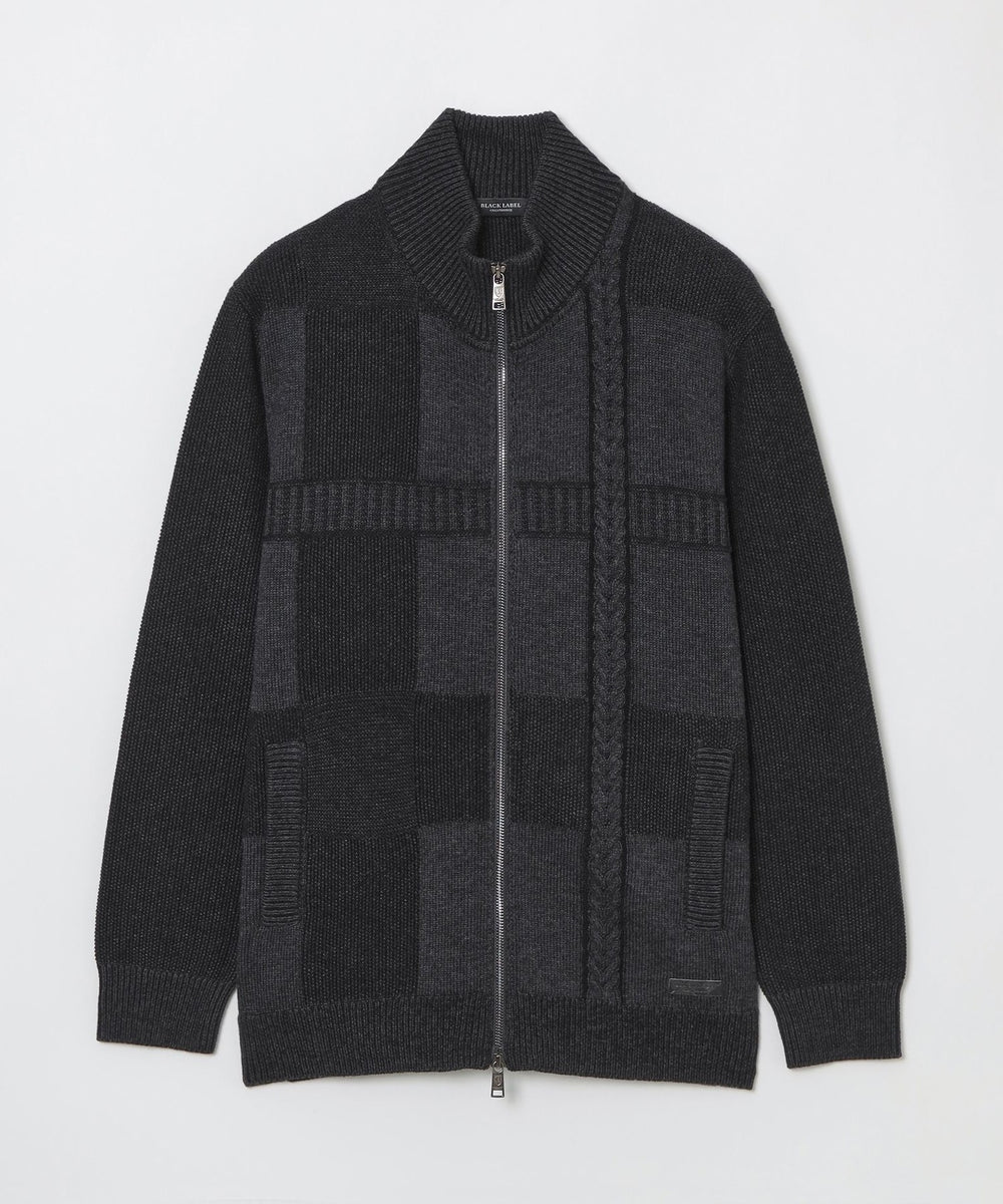 プレーティングカラーシャドーチェックドライバーズニット（ニット