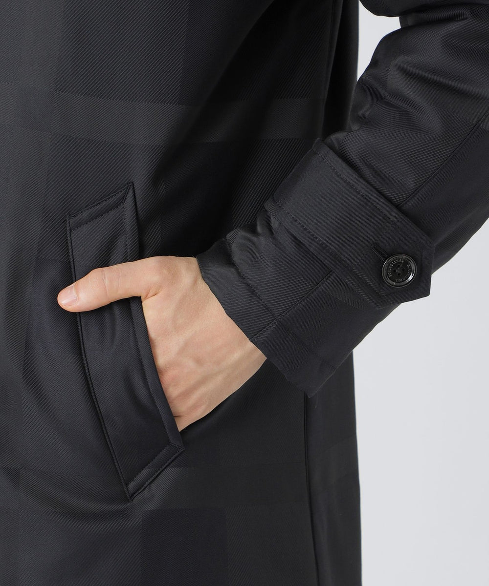 シャドーチェックパデッドステンカラーコート（ブルゾン）｜BLACK