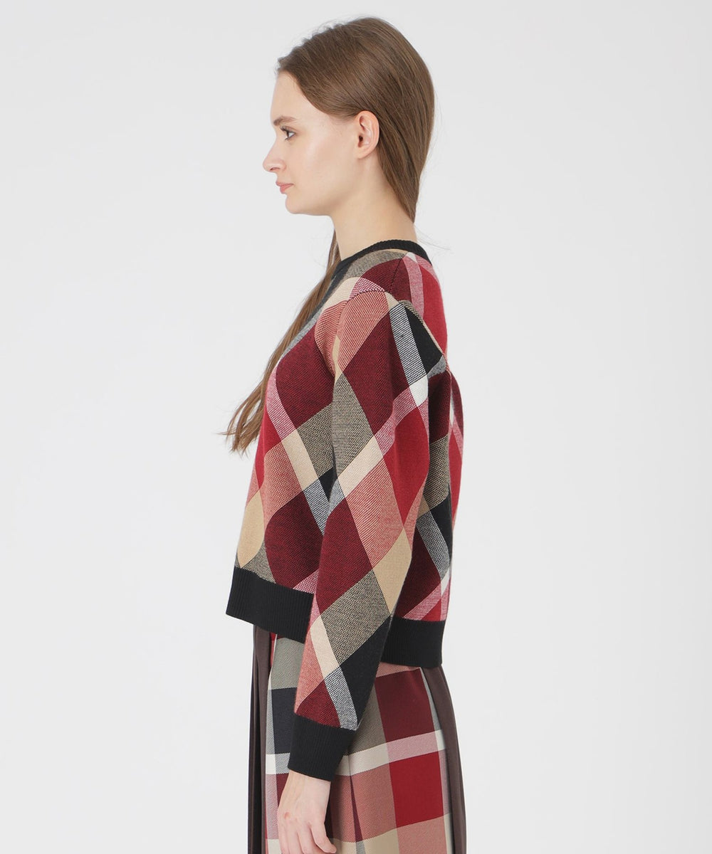 クレストブリッジチェックウーリージャカードプルオーバー（ニット
