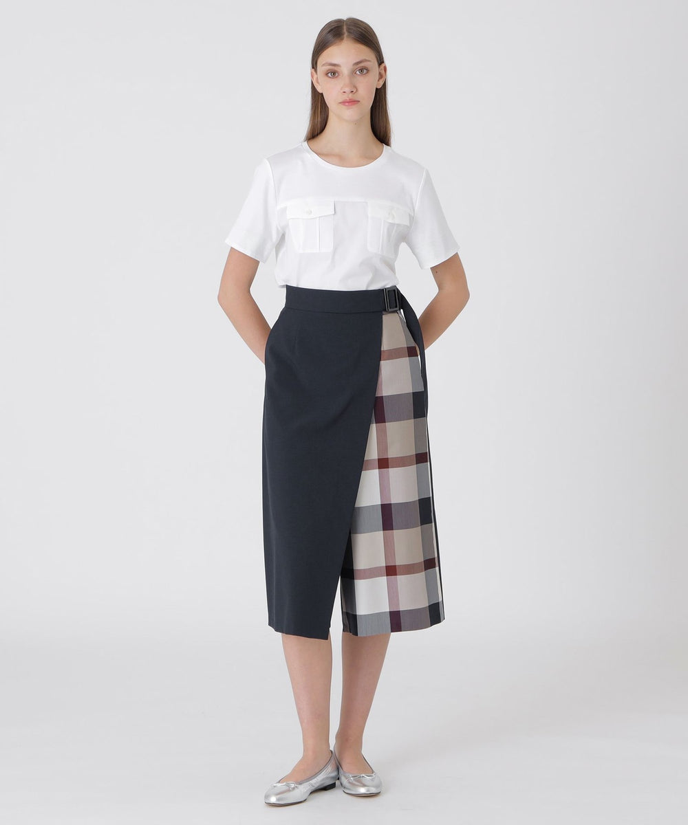 ハイカウントナノパーシャルチェックガウチョパンツ（パンツ）｜BLUE