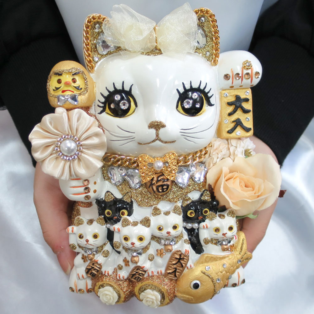 招き猫 置物 貯金箱 プリンセスキャット 特大 C406