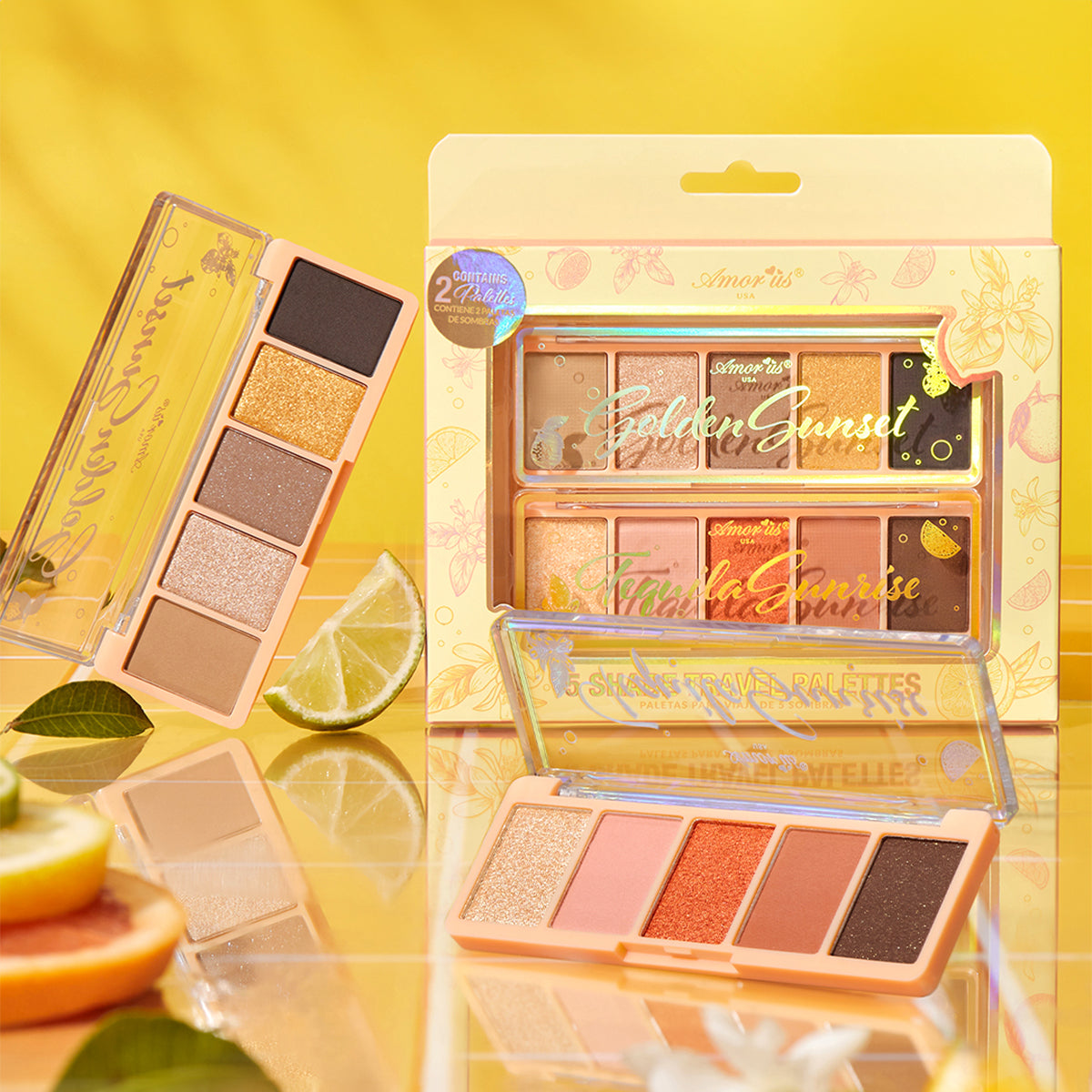 5 Shade Travel Palettes - Golden Sunset and Tequila Sunrise