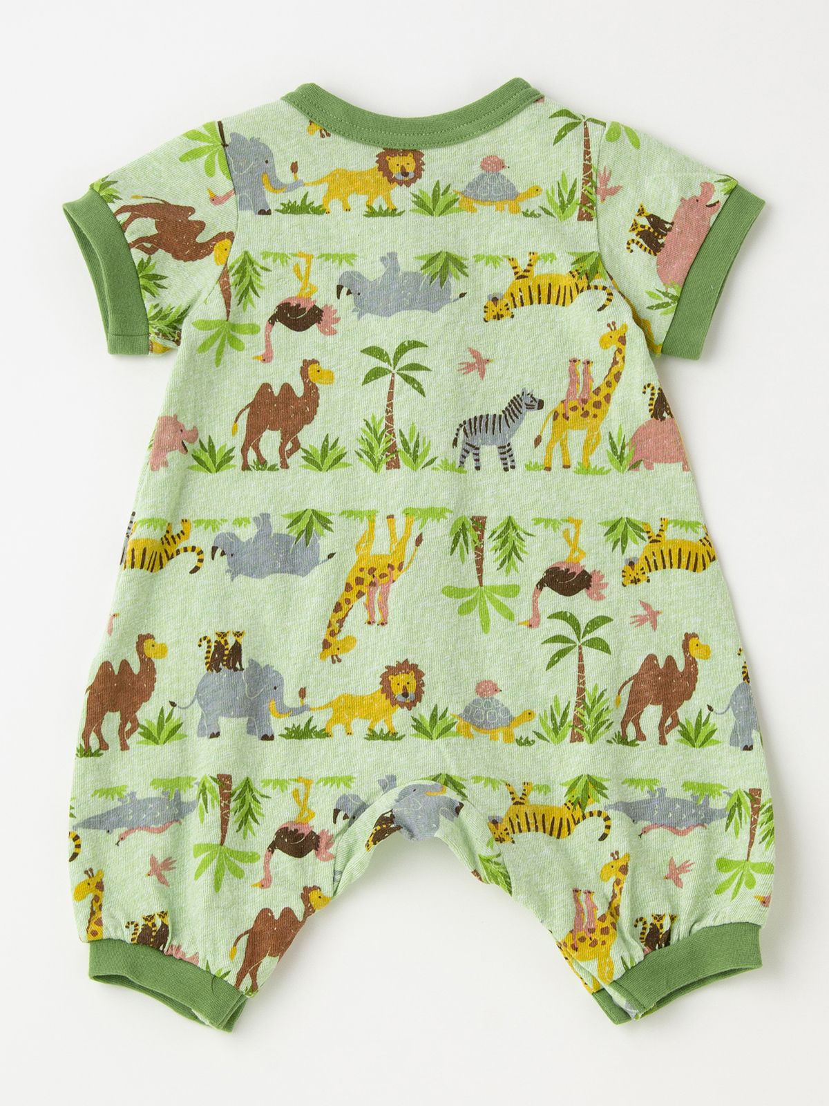 BITZ】サファリボーダー柄ちびカバーオール | ロンパース