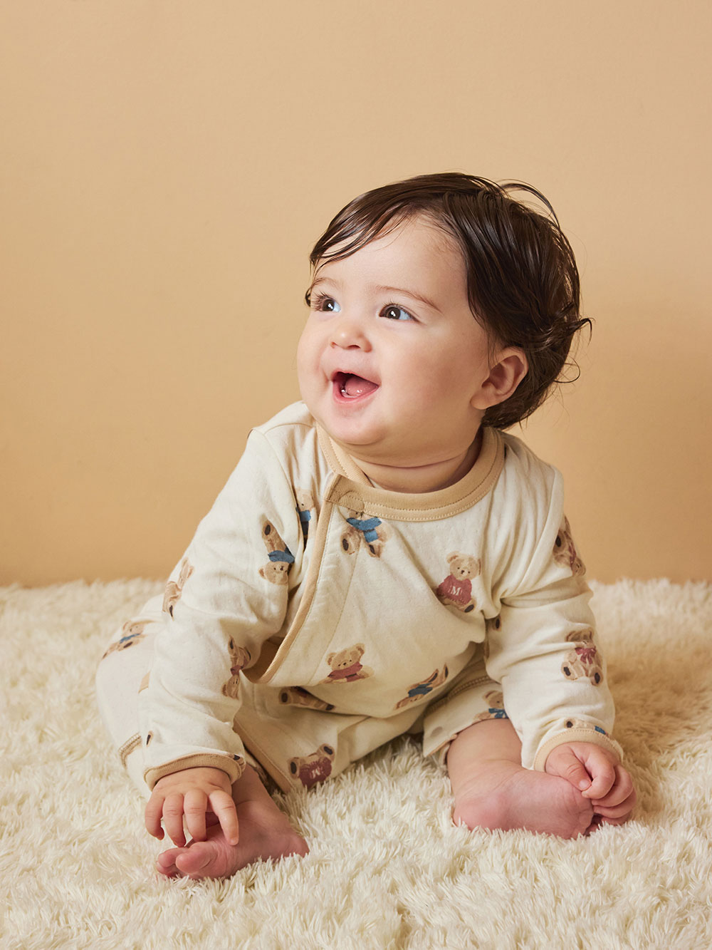 mocmof】テディベア柄かんたんロンパース | ロンパース・カバーオール