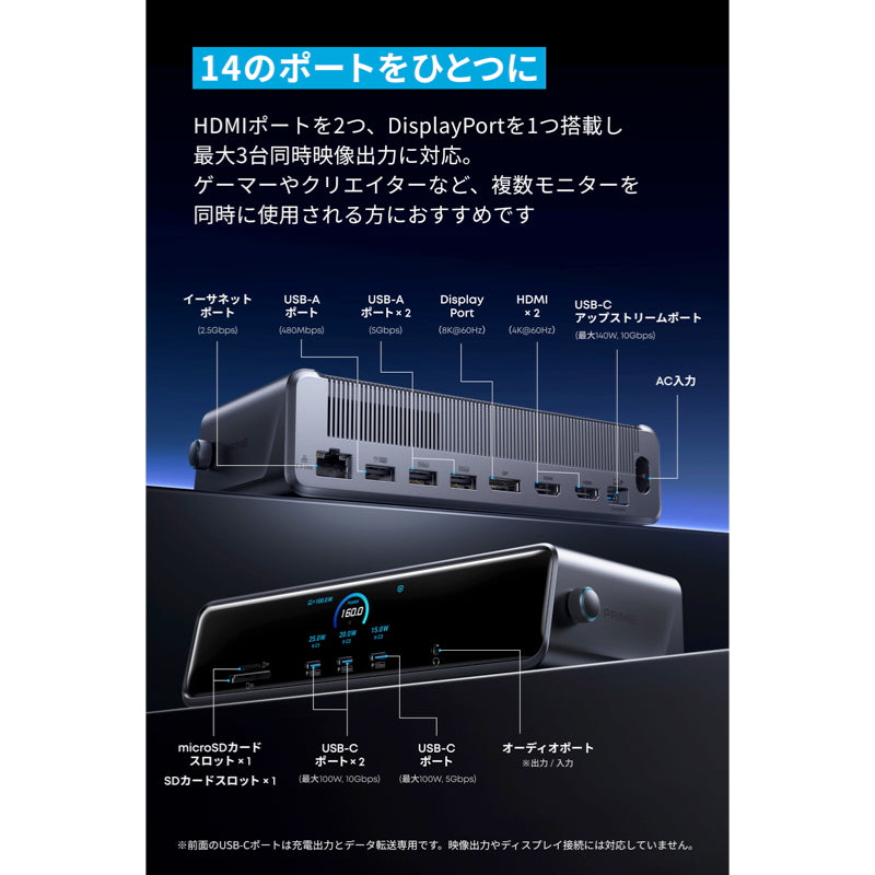 Anker Prime ドッキングステーション (14-in-1, Triple Display