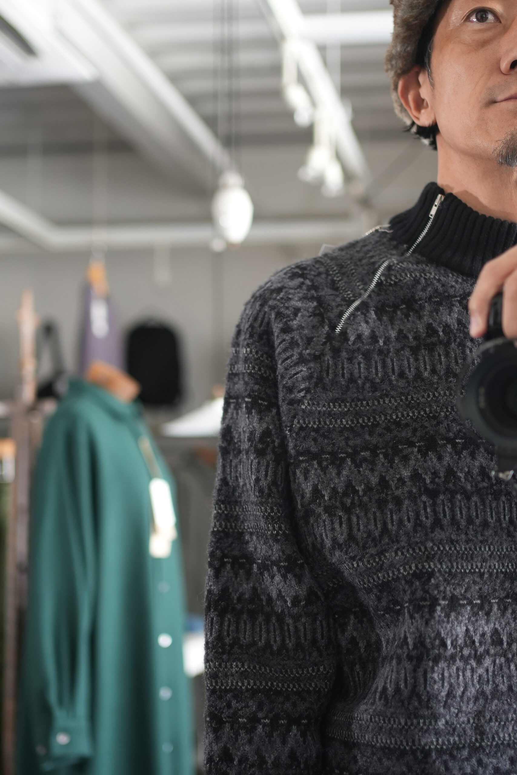 White Mountaineering」NORDIC PATTERN ZIP PULLOVER | ANOTHER LOUNGE