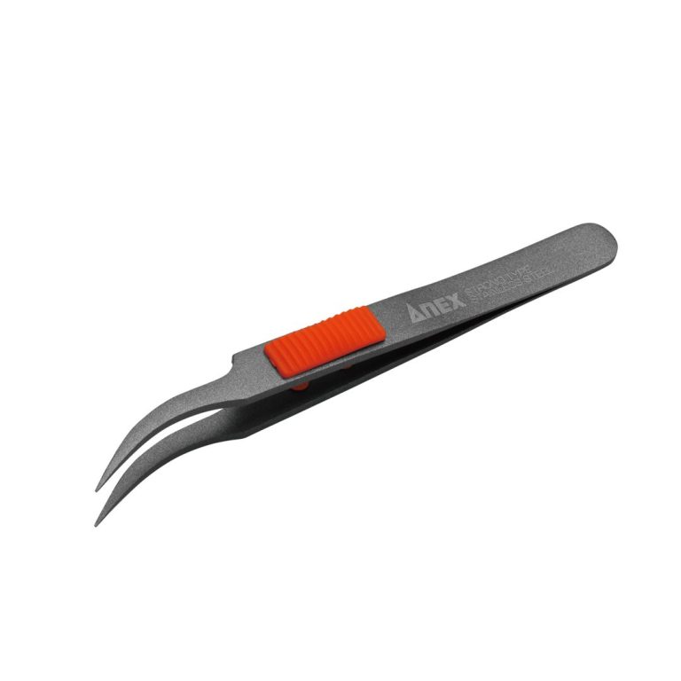 ラバーグリップ付 ステンレスピンセット 極細鋭型115mm 非粘着加工