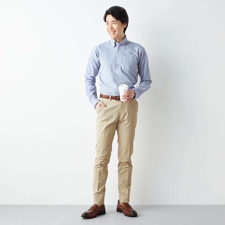 ウエストらくらく 洗える クールコットンストレッチ テーパード