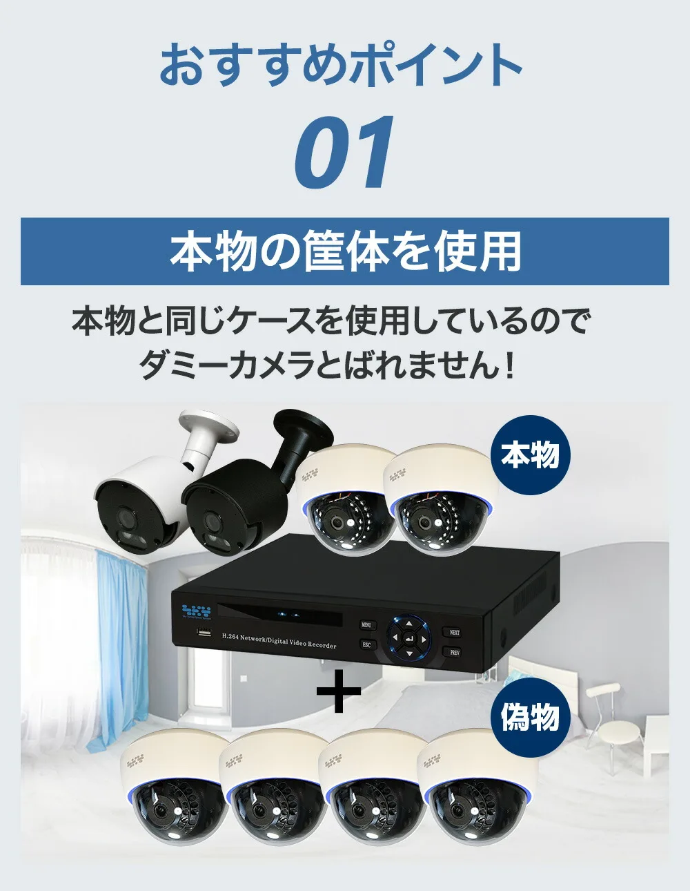 本物のケースを利用した屋内ドーム型ダミーカメラ 2台セット DAM001-2