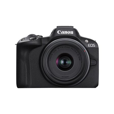 Canon EOS R50 Camera, Black with RF-S 18-45mm f/4.5-6.3 Lens and