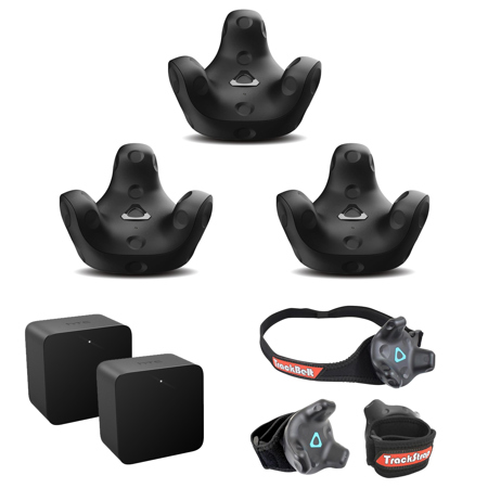 HTC 3 Pack VIVE Tracker (3.0) with 2x Base Station 1.0, Straps