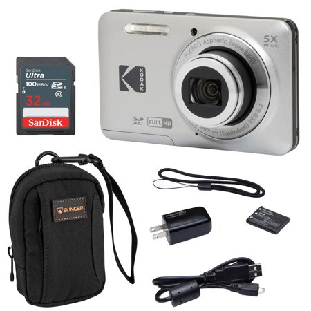 Kodak PIXPRO FZ55 Friendly Zoom Digital Camera, Silver With SD