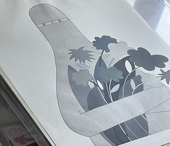 LUV with Gray Flowers | LY | The Adachi Institute Contemporary Ukiyo-e