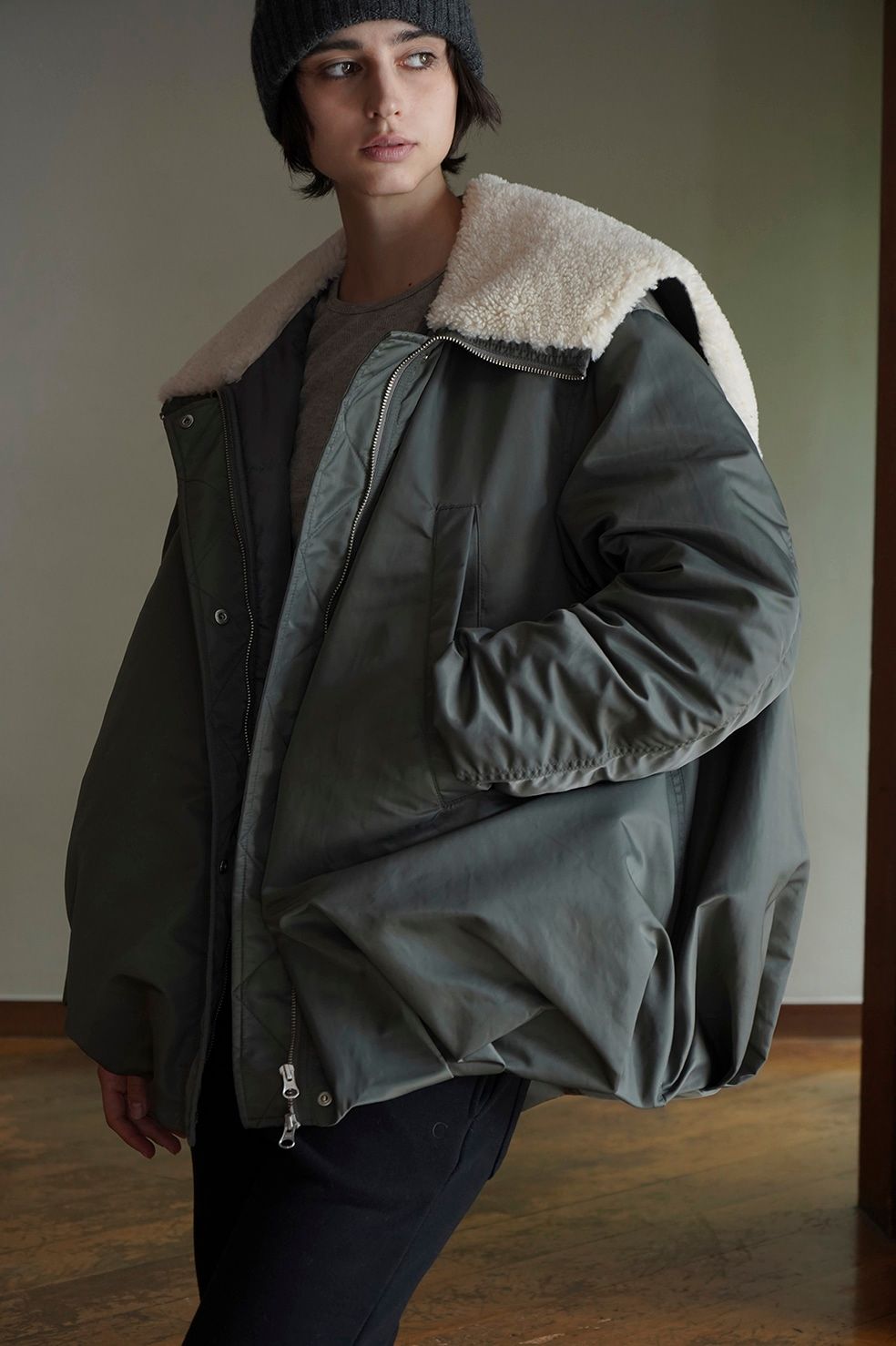 CLANE - ミリタリージャケット - BALLOON DESIGN HOODED N3B KHIKI