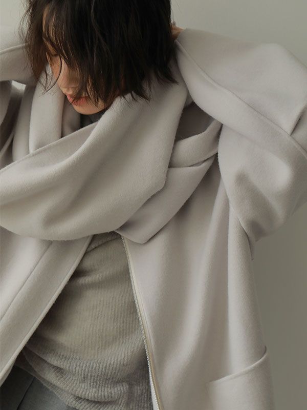 ETRE TOKYO - フーディーストールコクーンコート - GREY | ADDICT WEB SHOP