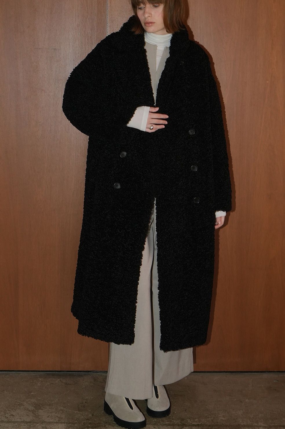 CLANE - ダブル ロング ボアコート - DOUBLE LONG BOA COAT - BLACK
