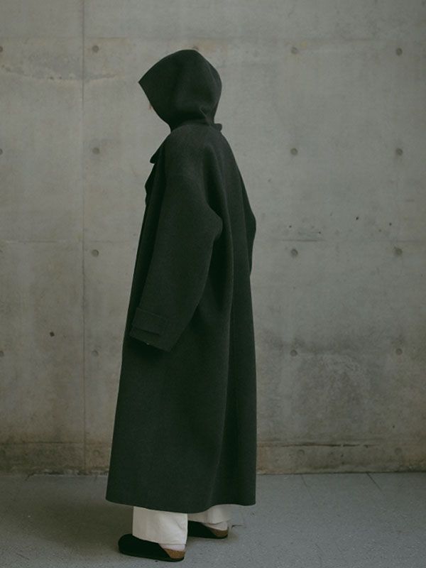 ETRE TOKYO - ウールフーディーリバーコート - CHARCOAL | ADDICT WEB SHOP