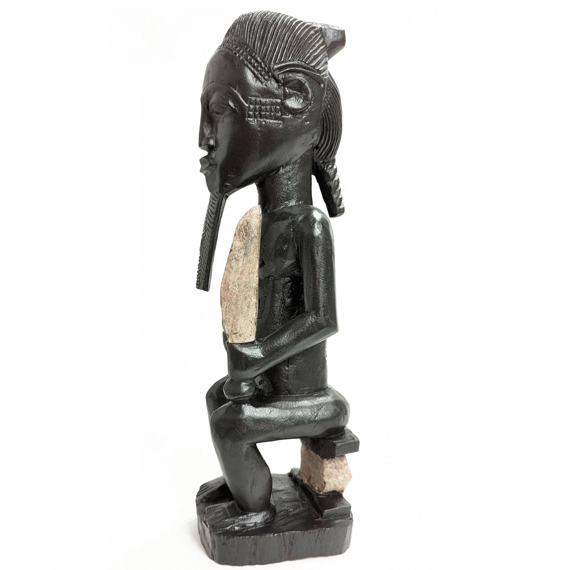 バウレ族木彫坐像 49cm アフリカン プリミティブアート 木彫品 （p040