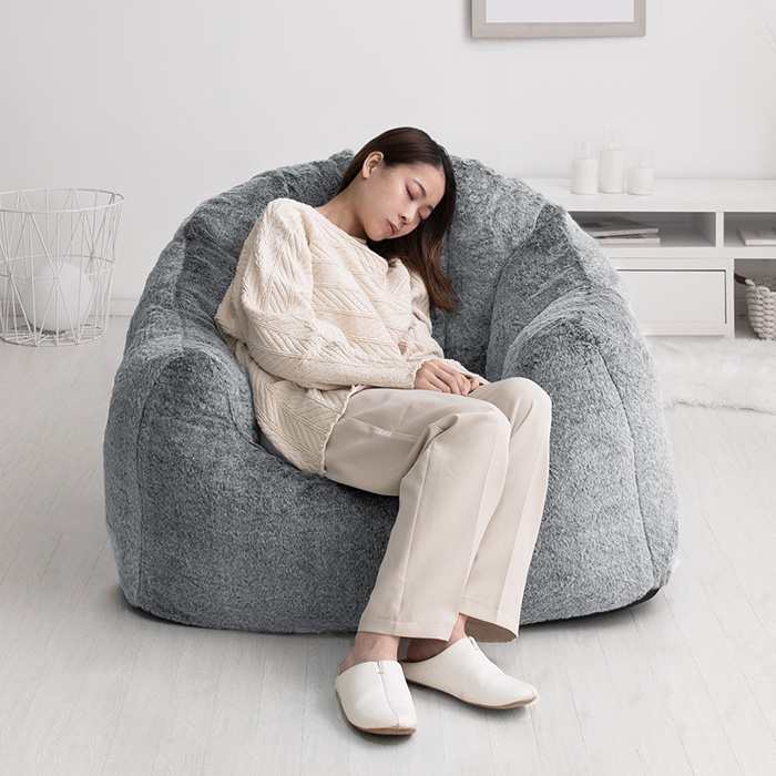 1人掛け クッションソファ 極厚ウレタン 背もたれ付き フェイクファー