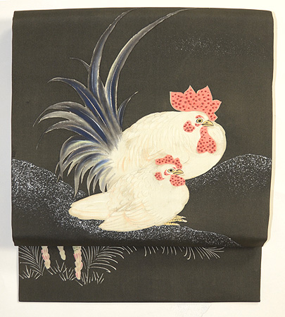 にわとりの図名古屋帯